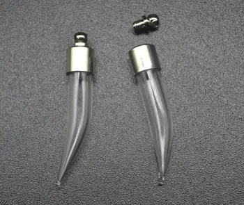 

100pcs 39*6mm wholesale Screw cap Fang tooth pepper glass vial diy pendant Wishi Bottle jars glass globe name on rice art craft