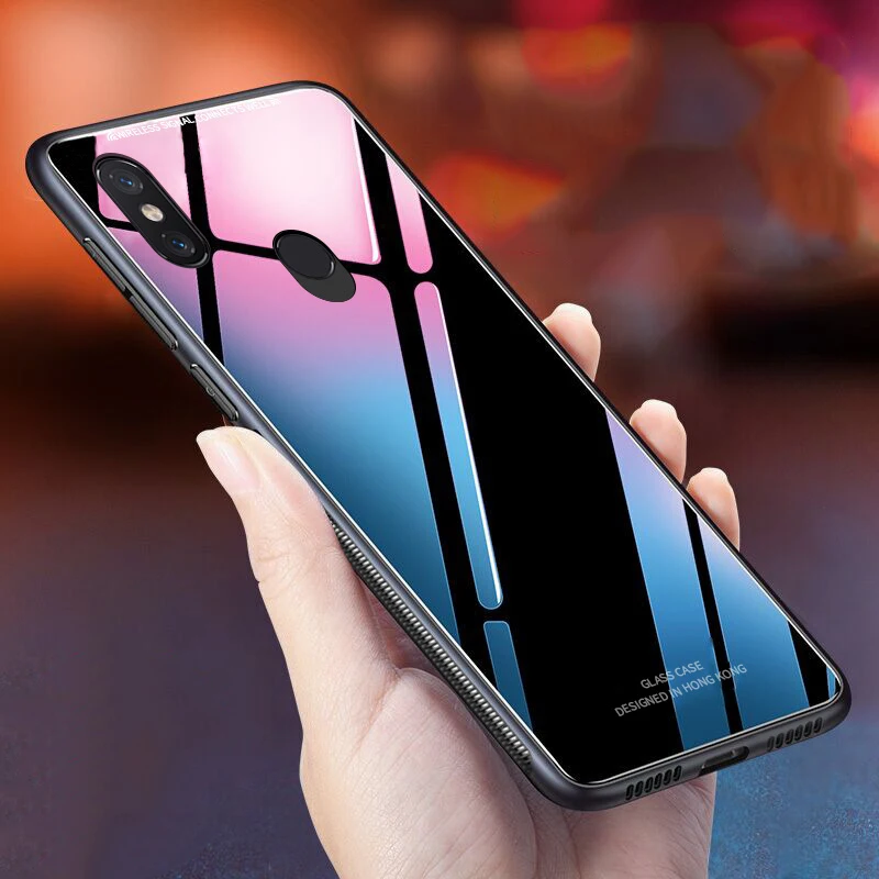 

For Xiaomi Mi Mix 3 Case Luxury Slim Fit Glossy Tempered Glass Soft Silicone Frame Shockproof Hard Cover For Xiaomi Mi Max3