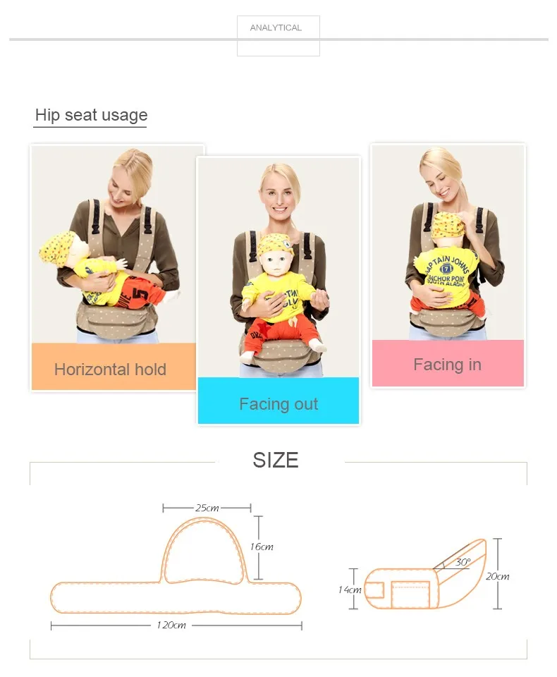 New Design Cotton Kangaroo Carrier Baby Carrier Hipseat Sling for Baby Infant Todder Kids 0-36M 8