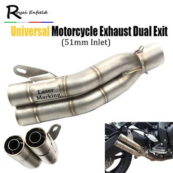 

51MM Universal Motorcycle Double gun Exhaust Muffler Laser Marking motorbike exhaust for Suzuki gsxr600 1000 Z1000 cbr650 yzf R3