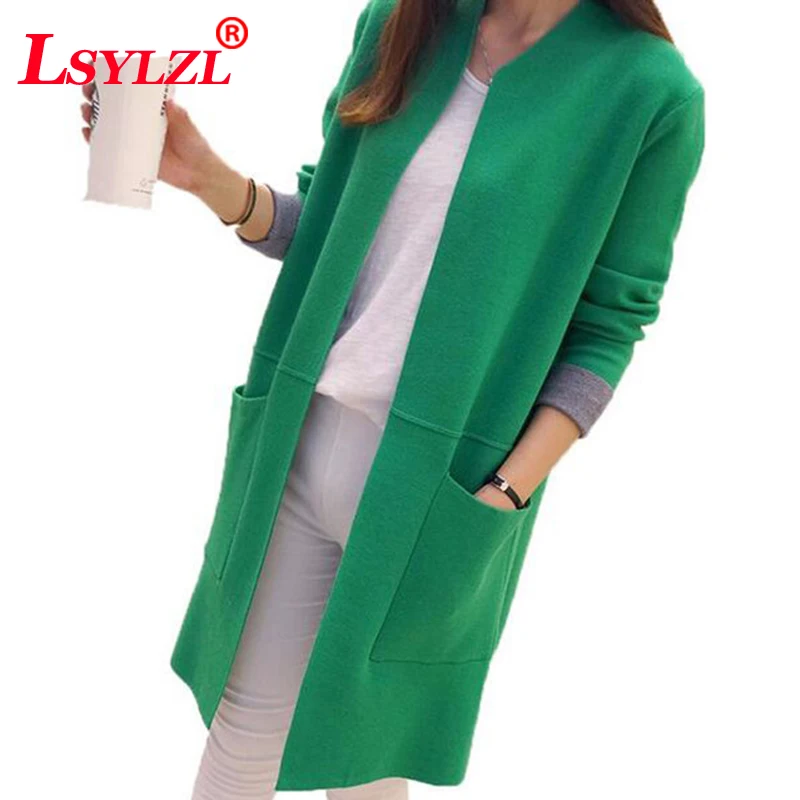

Women Sweater Long Cardigan 2018 New Fashion Autumn Winter Long Sleeve Loose Knitted Cardigan female Sweaters Long Coat B346