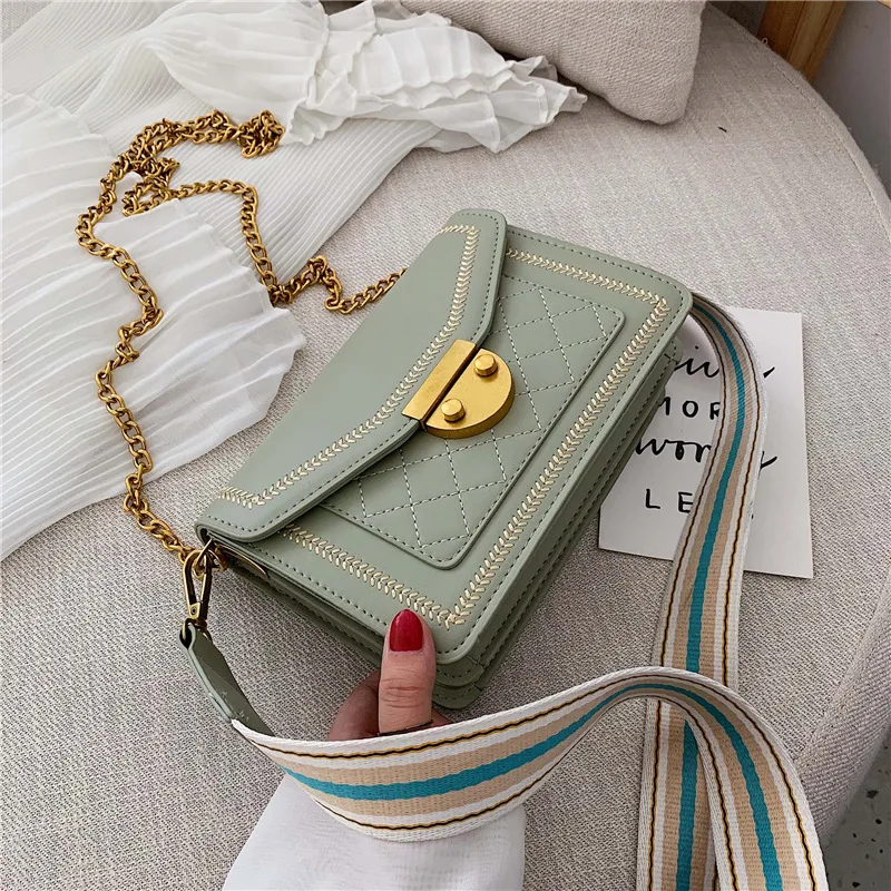 

Women Messenger Bag Female 2019 New Brand Designer Chain Fashion Lock Buckle Shoulder Crossbody Small Square Bag Handbag