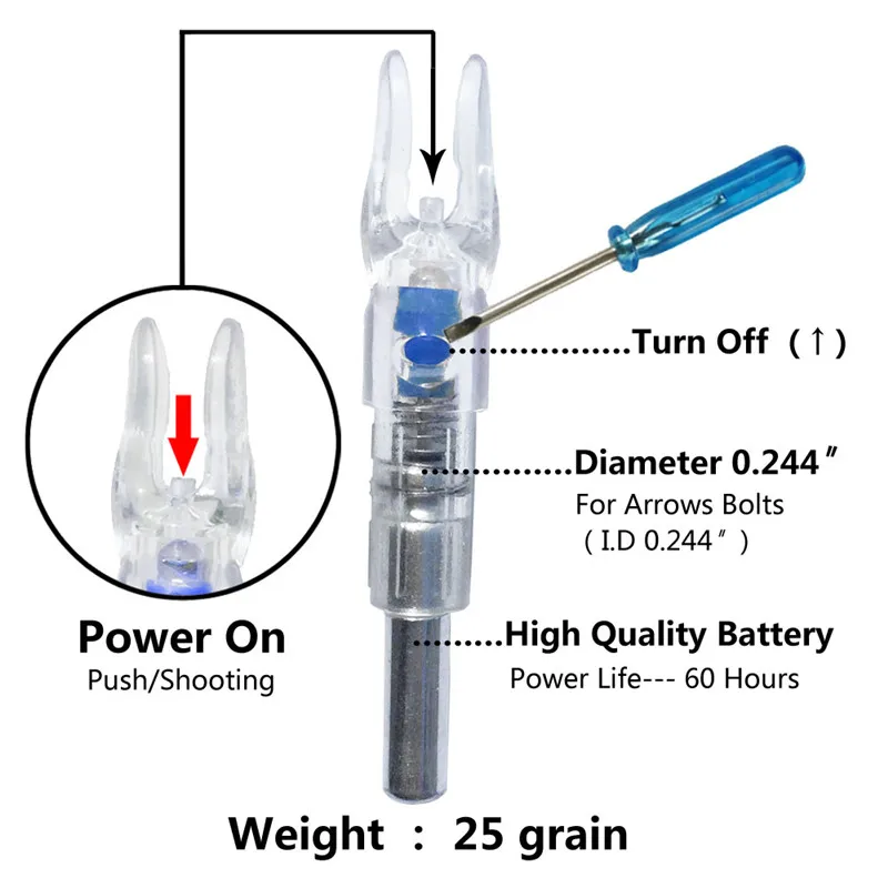3/6 шт. стрельба из лука освещенная стрелка носовой тетива активированный светодиодный стрелка хвостами для ID6.2mm стрелка вал