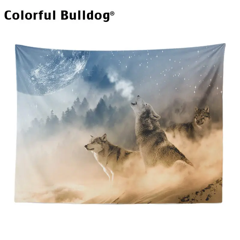 

Wolf Tapestry Animal Sun Moon Space Tapestries Arctic Aurora Dorm Room Art Yoga Decor Bedspreads Vintage Custom Wall Blanket