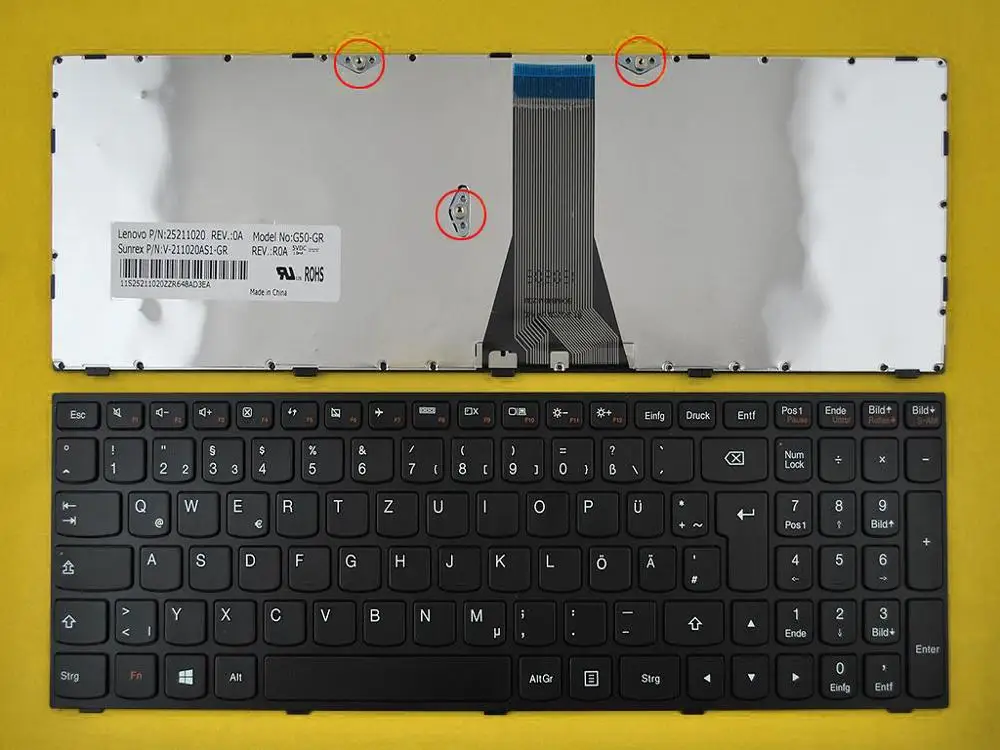 

New GR German Deutsch Keyboard For Lenovo flex 2 15 flex 2 15d Laptop Black Frame Black WIN8