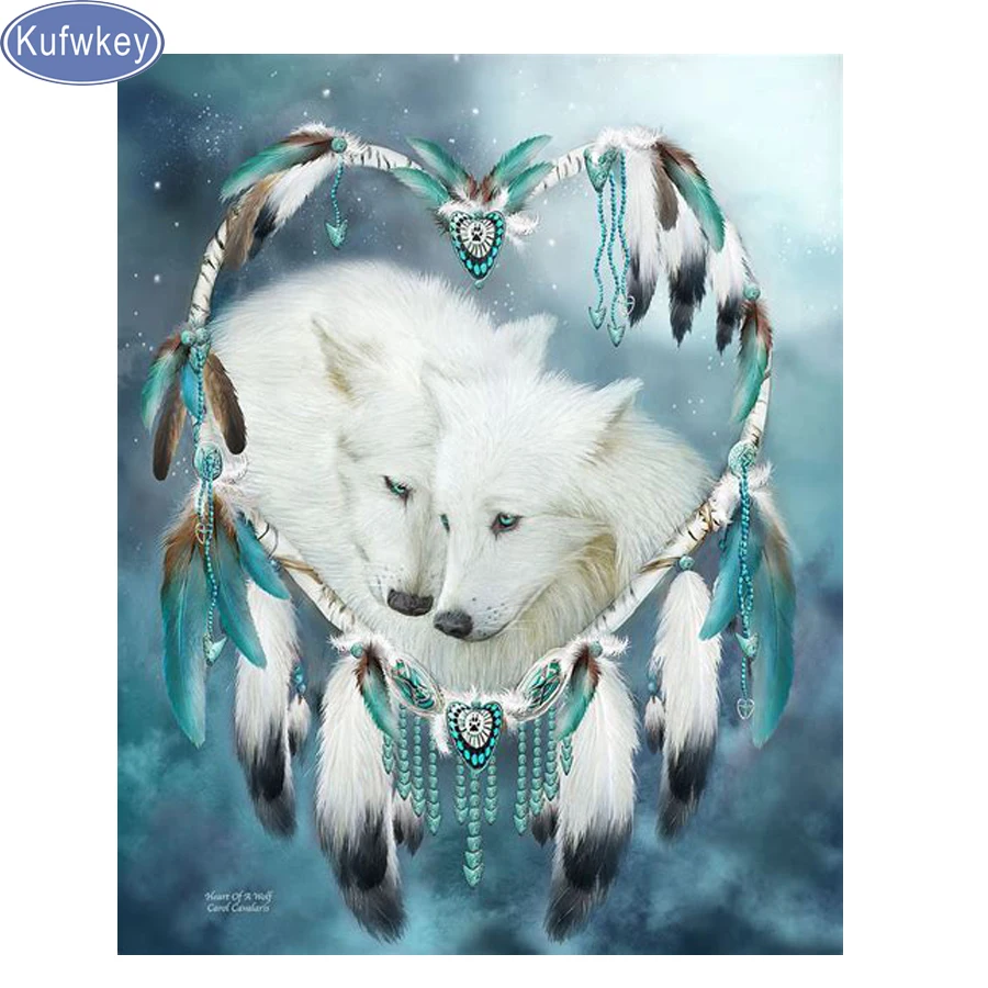 

5d Full Square/Round DIY Diamond Painting Wolf Dream Catcher art mosaic diamond Embroidery animal Cross Stitch wall decor gift