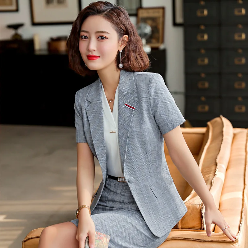 

2019 summer new plaid small suit skirt casual overalls