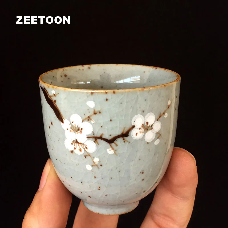 Delightful Ceramics Ru Kiln Cracked Glaze Sakura Pink Small Cup Kongfu Tea Cup