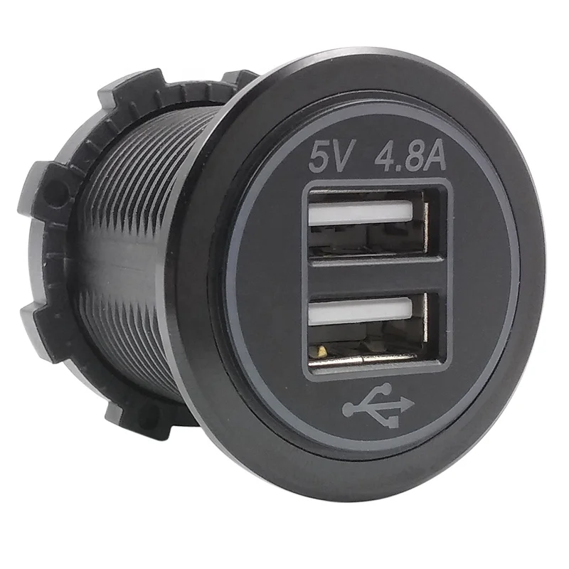 Новый 5 в 4.8A пластиковый двойной USB зарядное устройство для автомобиля мотоцикла