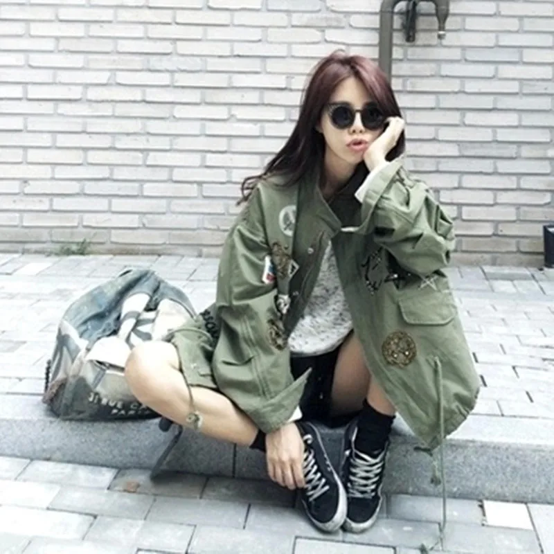 

Women Jacket 2016 New Arrival Spring Female Army Green Printing Camouflage Jacket Chaquetas Mujer Fall Jackets For Women Coat