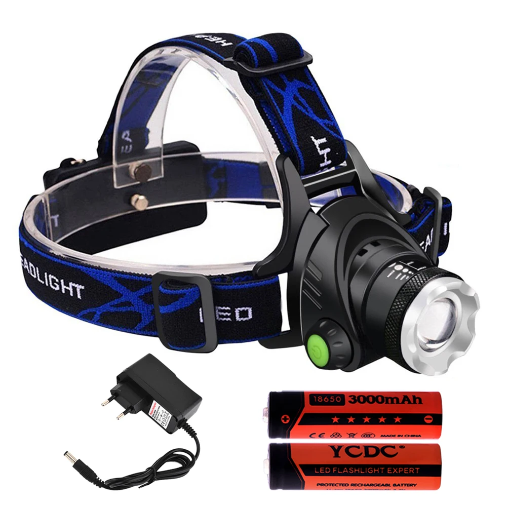 New 2000LM Cree XL-M T6 Led Headlamp 3 Modes Headlight Waterproof Head Torch flashlight Head lamp Fishing Hunting Light 18650