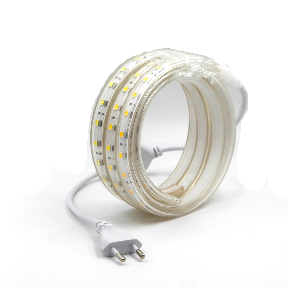 SMD 5050 AC 220V Светодиодная лента 16 Вт/м гибкий свет 60led/m Водонепроницаемая