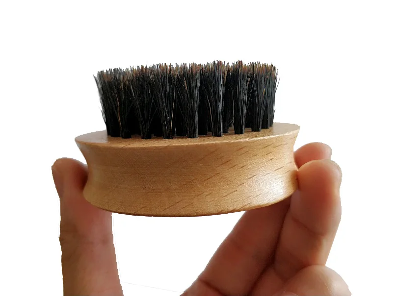 New Style Boar Bristle Beard Round Brush Handmade Mustache 2.6X1.3inch