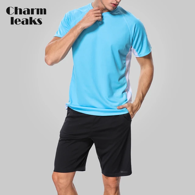 Charmleaks Men Rashguard Dry-fit Shirts Men Loose Fit Hiking Shirt UV-Protection Running Rash Guard Top UPF 50+ Beach Wear