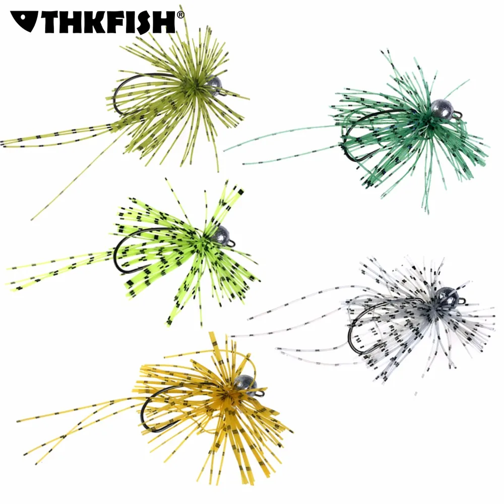 5 шт./лот 3 г 7 Weedless Джиги резиновая приманка с юбкой Свинцовые джиг головки