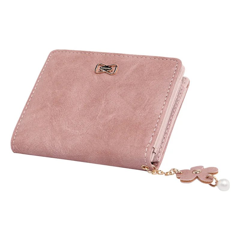 Модный женский кожаный бумажник с цветочным принтом, кошельки для мелочи, кредитницы, дамские сумочки, женские маленькие кошельки для монет для девочек, Carteira - Цвет: Dark Pink