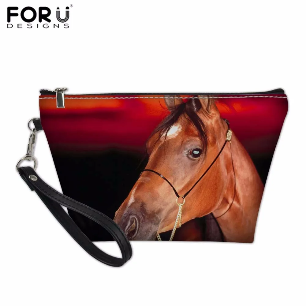 FORUDESIGNS/PU кожа косметичка с принтом лошади Функциональная сумка для Для женщин первой необходимости для Для женщин Макияж косметичка несессер