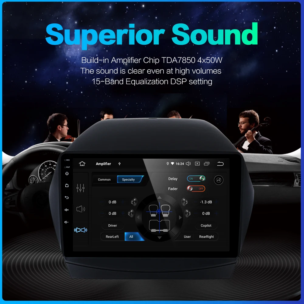 Top Dasaita 9" Display Car 1 Din Radio Android 9.0  for Hyundai IX35 2009-2015 USB 64G Ram 1080p Video 4