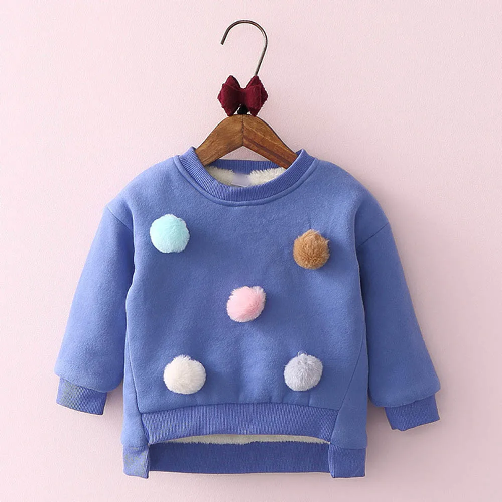 Модная одежда для маленьких девочек теплый пуловер с длинными рукавами топы, футболки, блузки Y110730