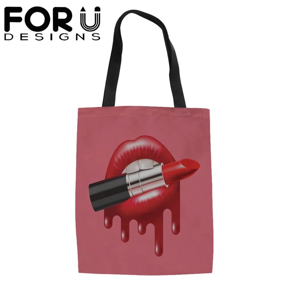 FORUDESIGNS/Новинка, женские сумки-тоут, сексуальные, с принтом помады, женские сумки на плечо, женские сумочки, Bolsa Feminina