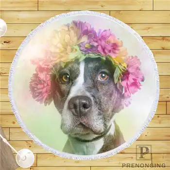 

Custom DIY Customized Microfiber Fabric Animals Dogs (1)@ Round Beach Blanket Towel Printed on Demand 150cm #19-01-28-3-97