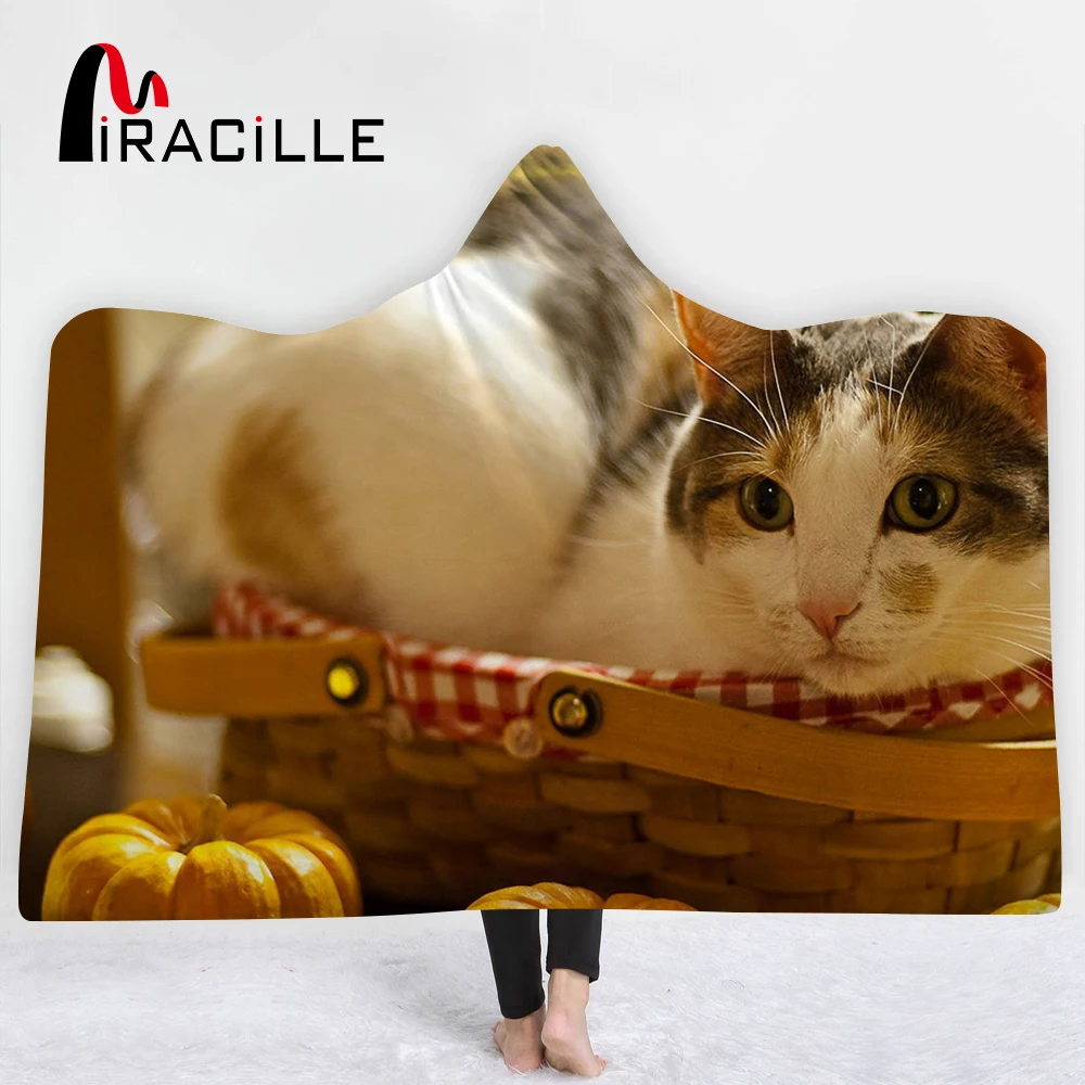 

Miracille 3D Lovely Cat Dog Hooded Blanket Sherpa Fleece Warm Adults Child Blanket Winter High Quality Comfortable Soft Blanket