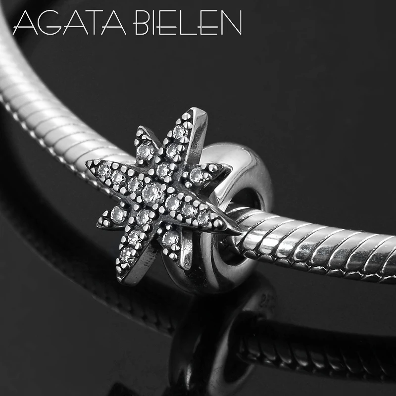 

Authentic 925 Sterling Silver Snowflake CZ Spacer Stopper Beads Metal Fit Original Pandora Charm Bracelet Jewelry making