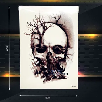 

Spray Tree Waterproof Black Tattoo Skull Skeleton Fake Tattoo Arm Sleeve Men 21x15CM Women Body Art Large Arm Tatoos Car Decals