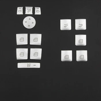 

14pcs Car Window Button Switch Cover Trim For Mercedes A/B/C W204/EW212 Auto Window Frame Button Covers Silver Chrome Stickers
