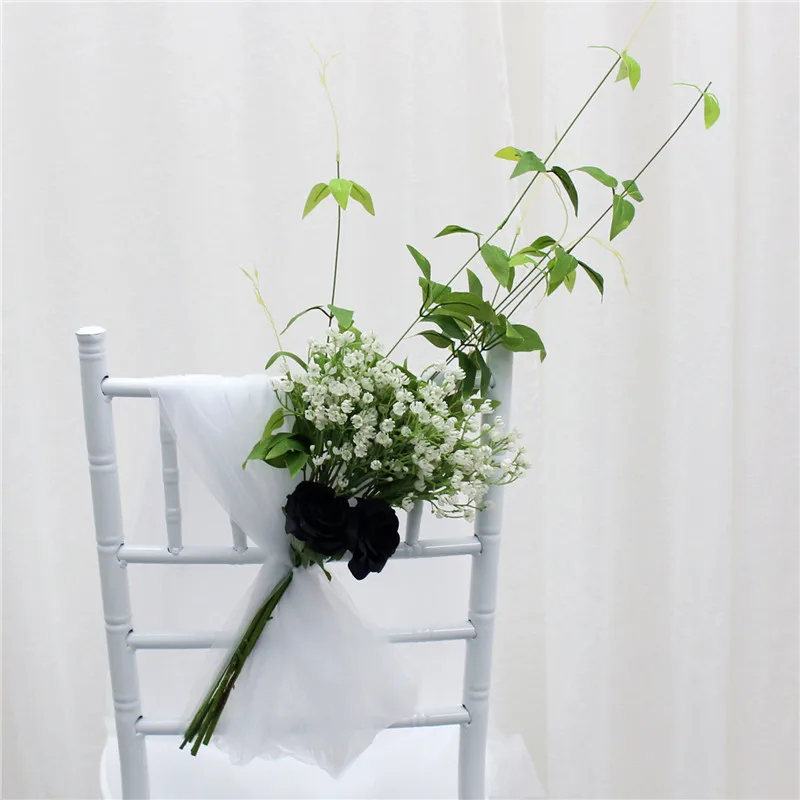 Новая искусственная Роза Пион Гипсофилы стул назад цветок свадебный ручной букет знак стол декор дома двери стены гирлянды кулон - Цвет: A4