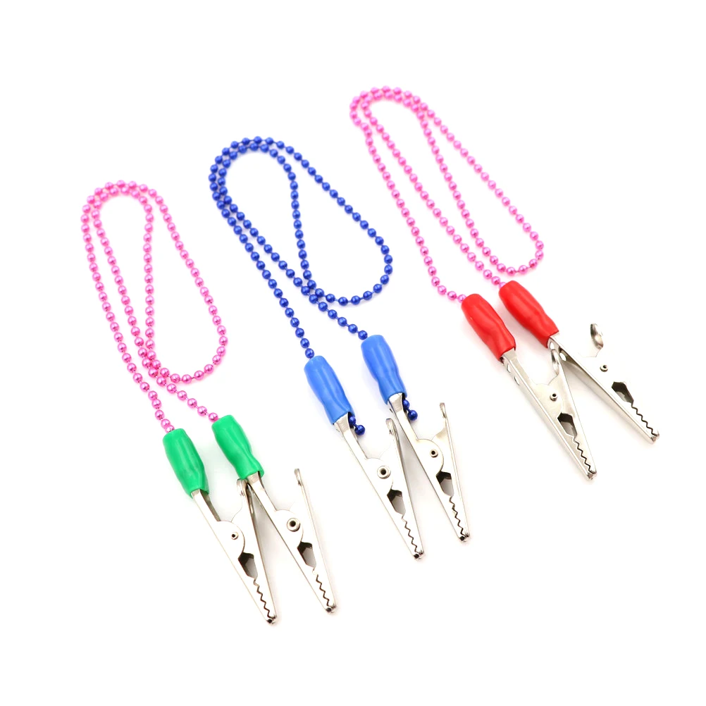

1Pc Napkin Holder Dental Lab Bib Crocodile Clip Flexible Metal Ball Chain Sliver Random High Quality
