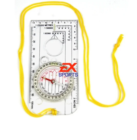 

2X Magnifying Compass Army Scouts Hiking Camping Boating Map Reading Orienteering Baseplate Ruler Map compass Scale ES1368