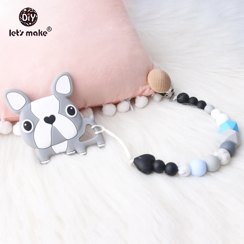 Let's make 1PC Baby Pacifier Clip Cartoon Shape Silicone Baby Food Grade Teething Toy Can Chew Beads For Baby Feeding Dummy Clip