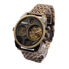 Oulm Marca de Lujo vestido de Los Hombres de Acero Lleno Del Reloj De Oro De Gran Tamaño Antiguo Masculino Ocasional Mira el Reloj Militar Relogio masculino
