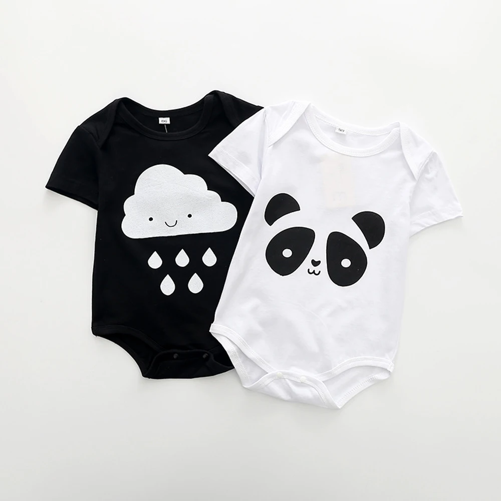 Cotton Baby Clothes Toddler Boy Girl Romper Cartoon Panda And Raindrop Printed Infant Costume Short Sleeve Newborn Jumpsuit | Детская