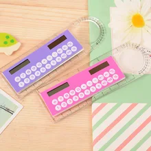 Multi-function solar calculator with ruler semicircle instrument kit learning computer