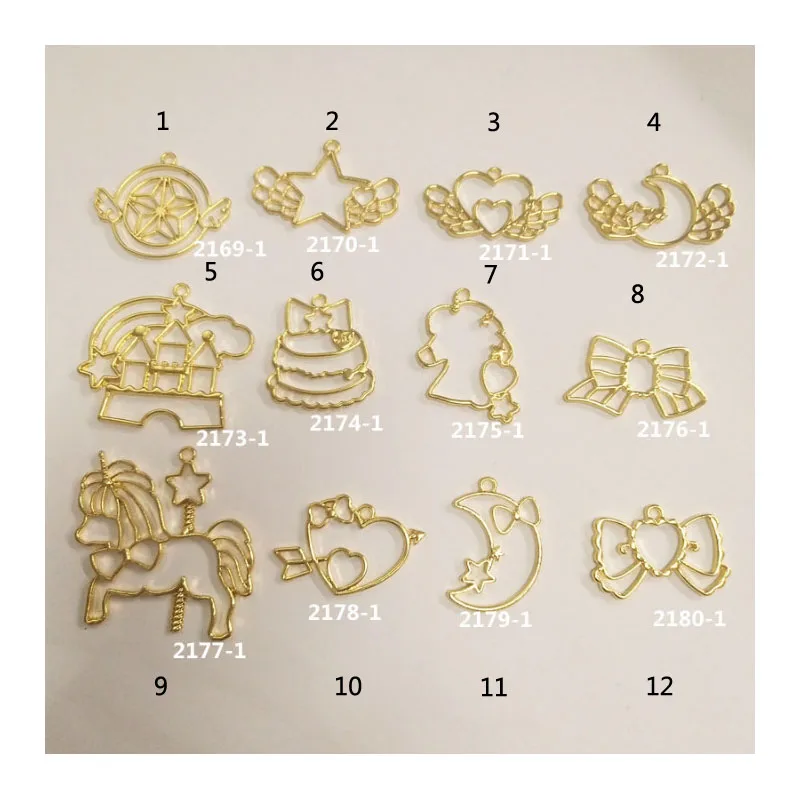 

1 piece unicorn star moon Open Bezel Metal Frame Pendant Gold Charm Bezel Setting Cabochon Setting UV Resin Charm