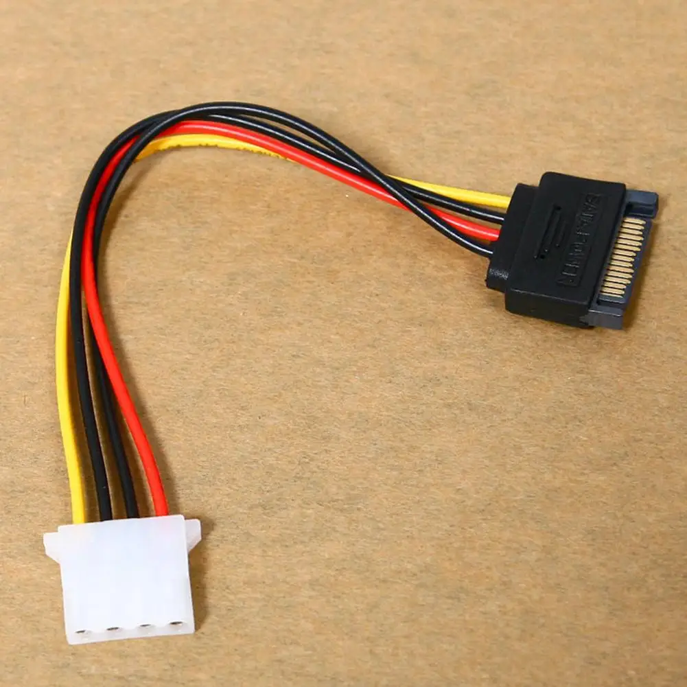 

1pc 4-Pin Male to IDE SATA 15-Pin Female Connector Cord Power Drive Adapter Cable Power Adapter Cable
