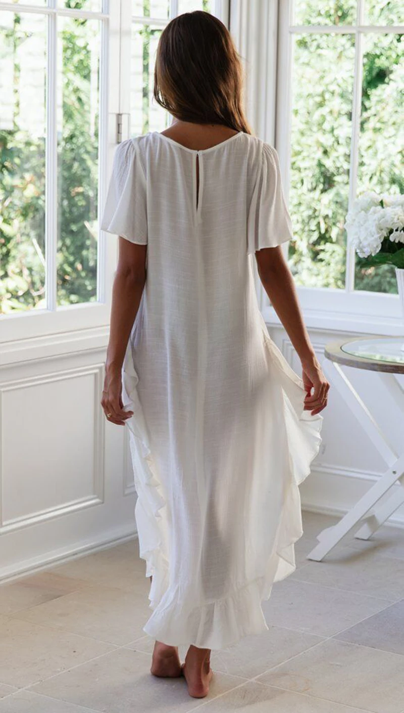 Forefair Ruffle White Long Blouse  (15)