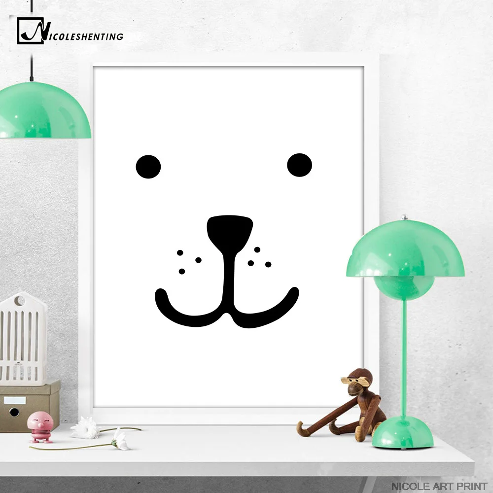 Anjing Kartun Senyum Wajah Seni Minimalis Kanvas Poster Cetak Kawaii Anjing Kartun Senyum Wajah Seni Minimalis Kanvas Poster Cetak Kawaii