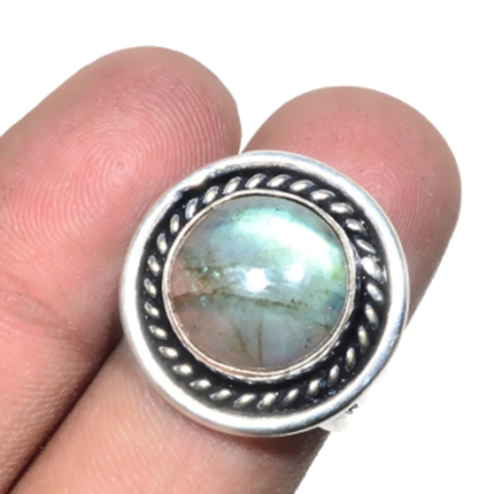 

Labradorite Ring Silver Overlay over Copper, USA Size 7.25, R5290