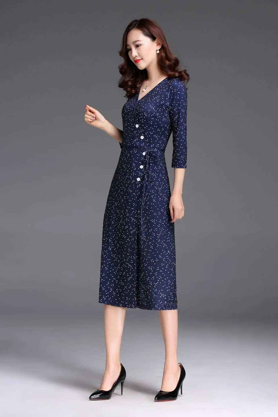 Летнее Новое Женское платье модное тонкое длинное женское платье Vestido тонкое корейское платье с v-образным вырезом элегантные удобные платья WLX1012