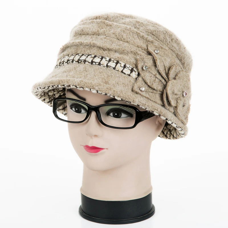 Winter and autumn and winter, the old woman wool yarn knitted hat