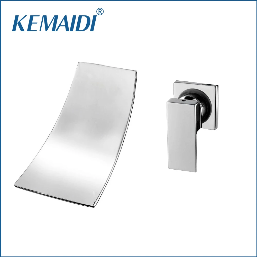 KEMAIDI дизайн настенный водопад Носик хром Ванная раковина кран Одной ...