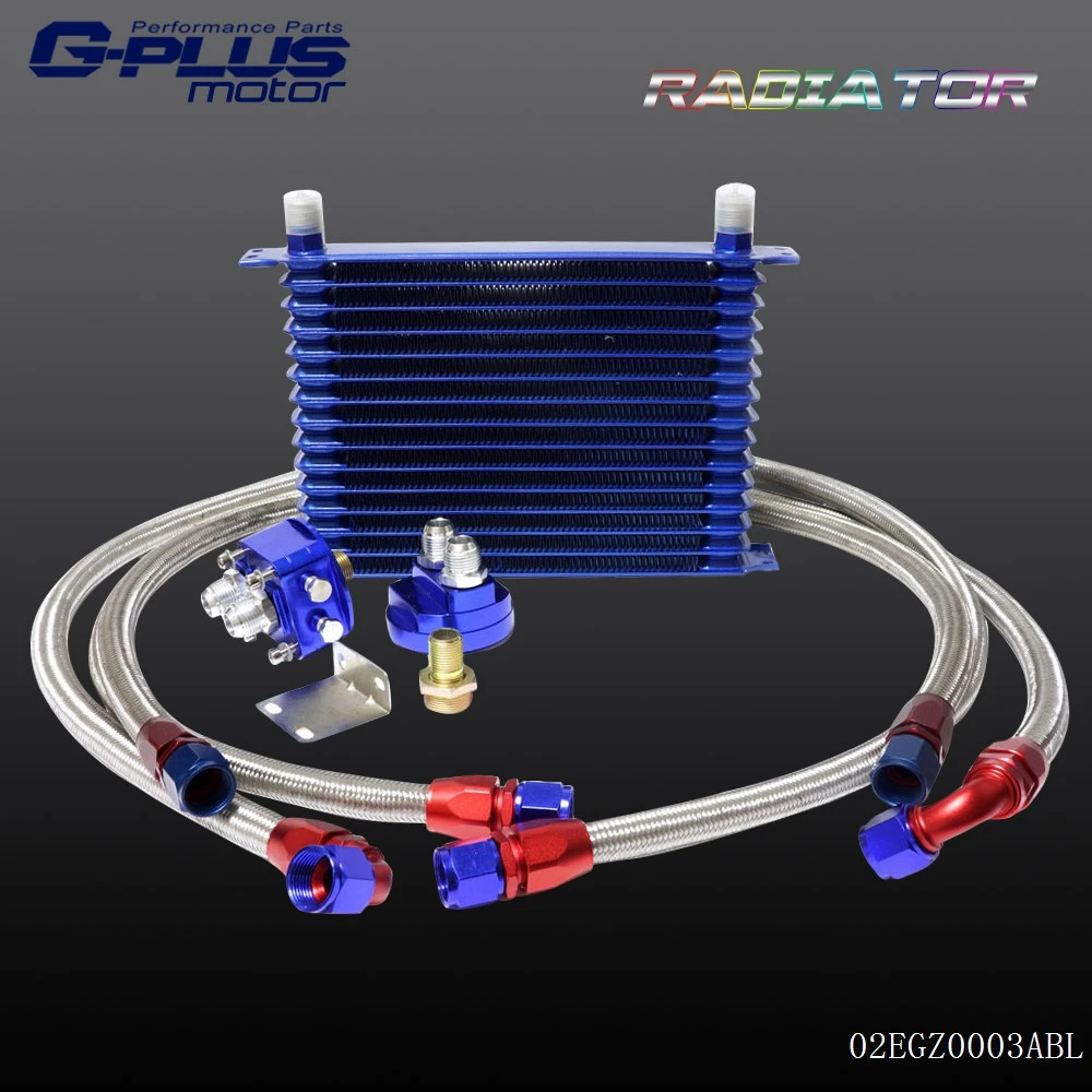 15 Row 10AN Universal Alumium Engine Oil Cooler + Filter Relocation Kit