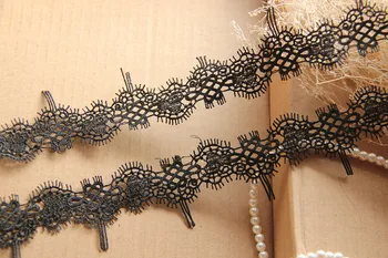 

Exquisite Eyelash lace trim Black lace trim Vintage embroidery lace trim 3cm Wide 15yards/lot