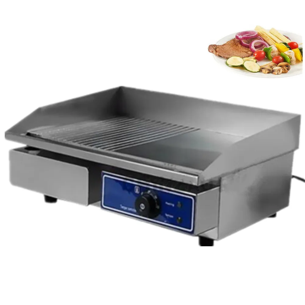 

Fast ship From Germany ! cheap Stainless Steel Flat Grooved Electric Griddle Contact Grill BBQ Grill