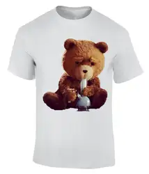Ted Bear Smoking Bong, хлопок, футболка с круглым вырезом/ZZ мужские футболки мода 2018 100% хлопок короткий рукав o-образным вырезом Топы Футболки
