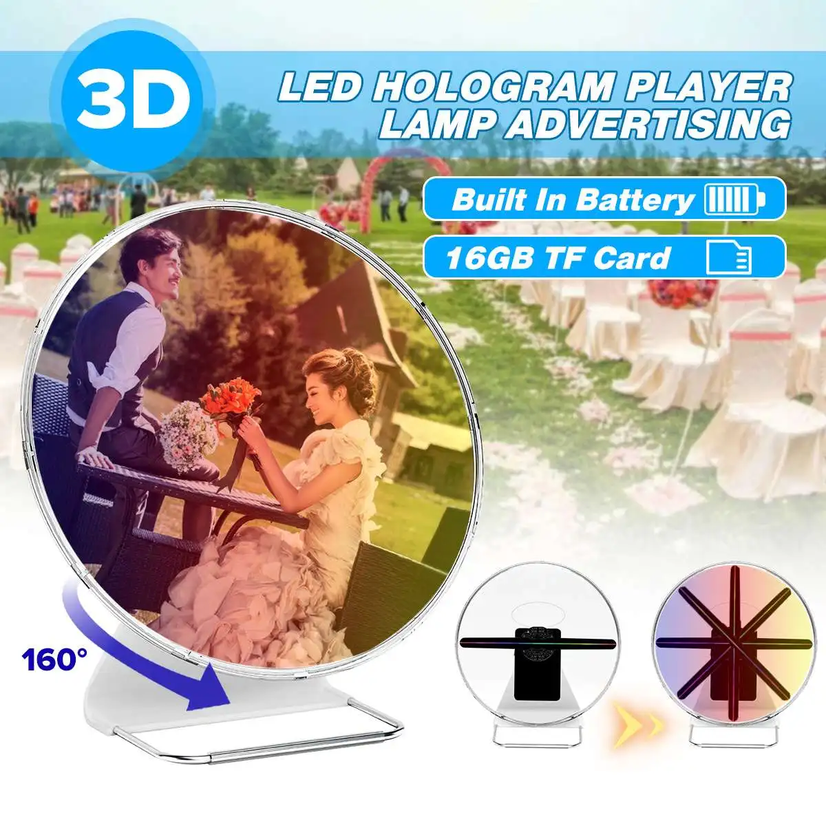 Обновленный 100 см Wifi 3D голографический проектор голограмма плеер светодиодный дисплей Вентилятор рекламный светильник управление приложением с батареей на открытом воздухе - Мощность в ваттах: 30cm UK Plug