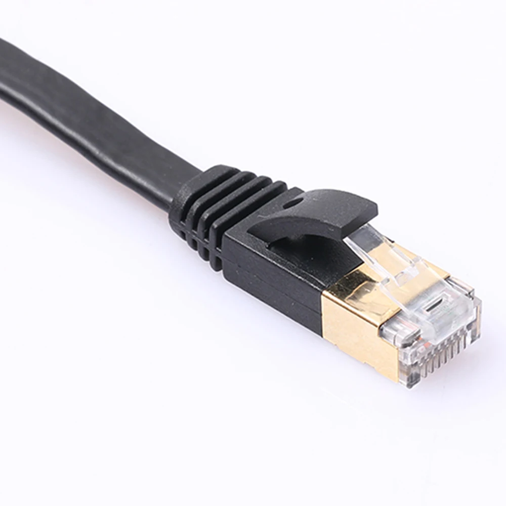 8m Premium Material Length Gold-Plated CAT7 Flat Ethernet 10 Gigabit Two-Color Braided Network LAN Cable for Modem Router LAN Network with Shielded RJ45 Connectors